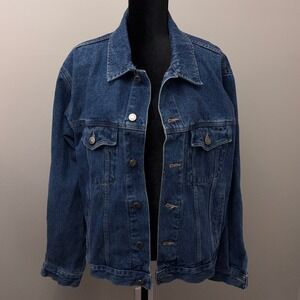 Wrangler Hero Denim Jacket Mens L Blue Indigo Cotton Trucker Rugged Western